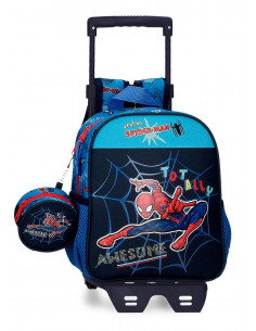 MOCHILA ADAP. 25CM. C/CARRO. SPIDERMAN TOTALLY AWESOME